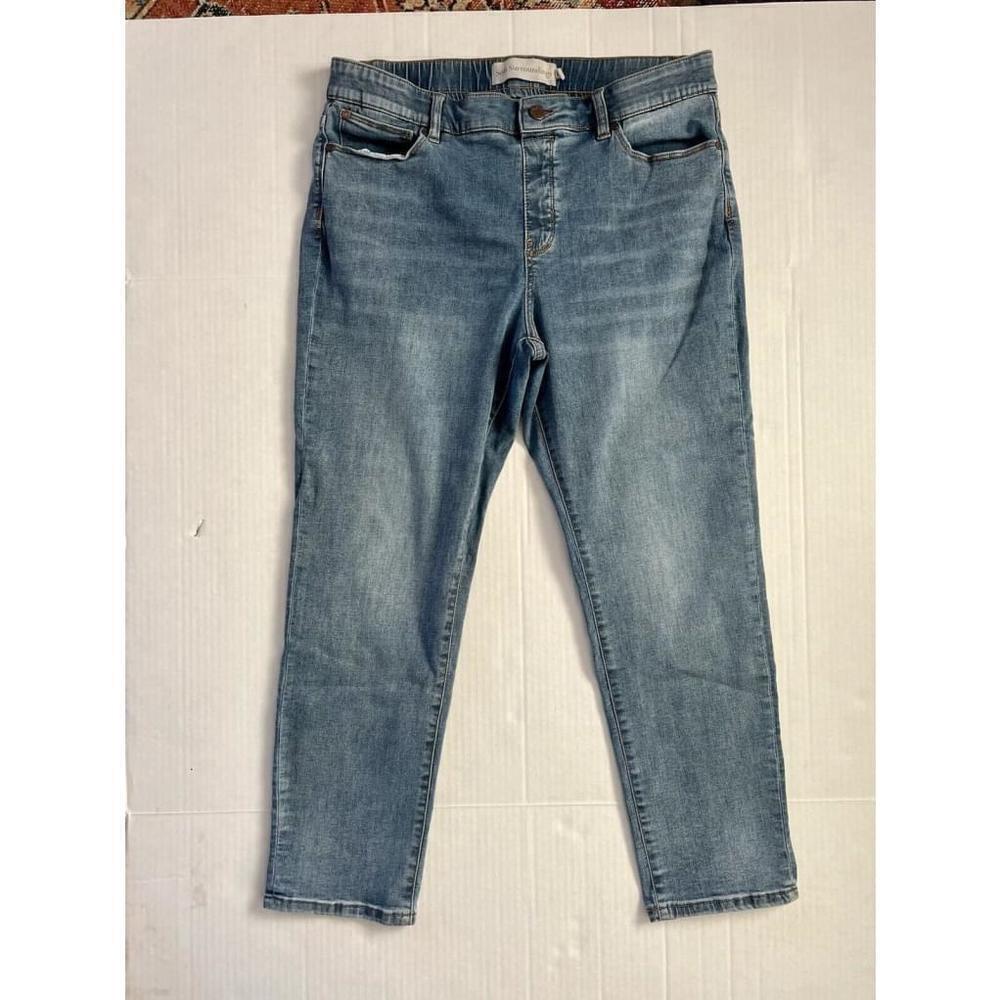 Soft Surroundings Elastic Waist Hight Rise Straight Pull On Jeans Size P Lg